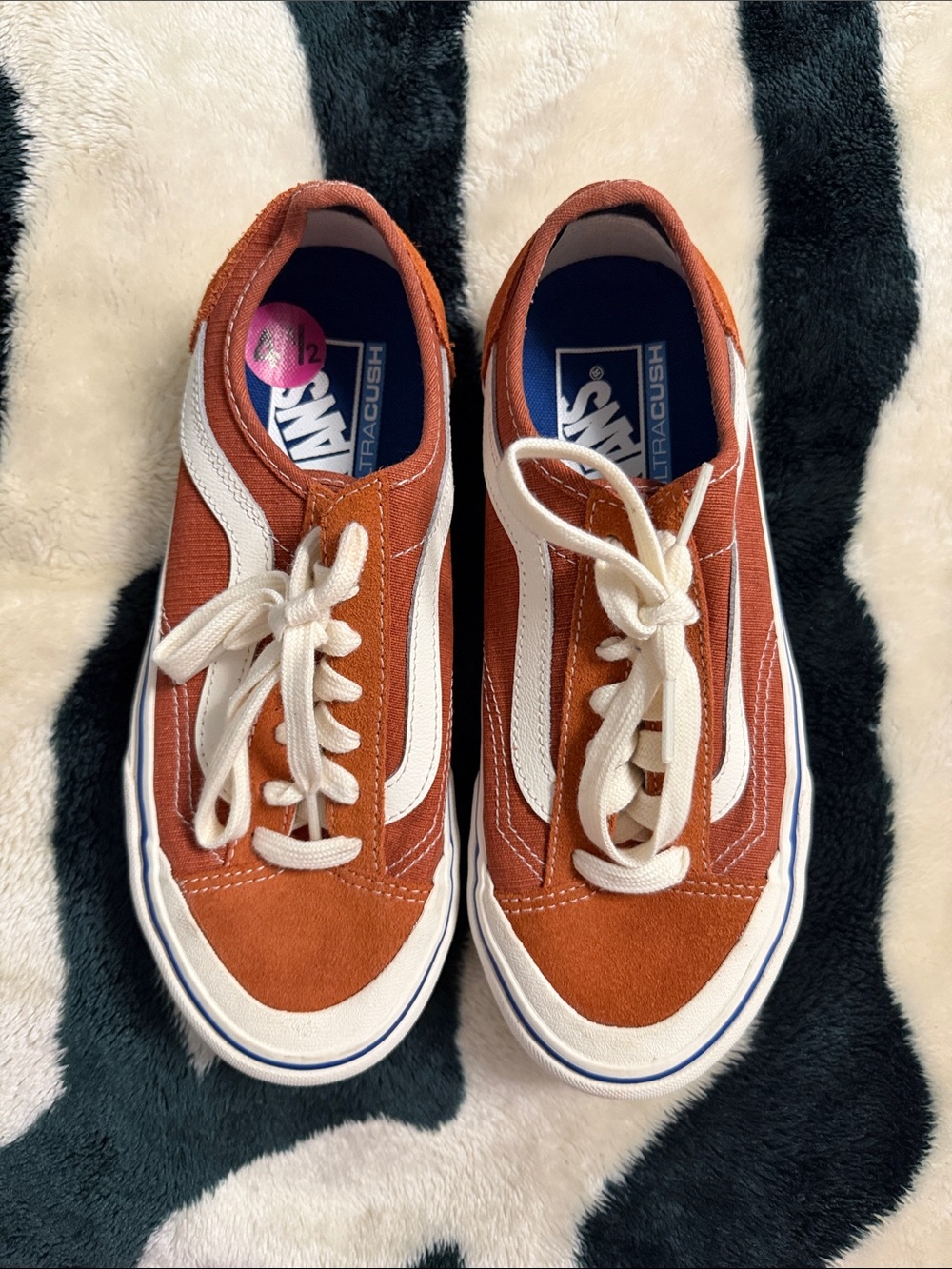 Vans Kids Rust Orange and White Old Skool Sneakers